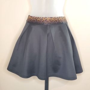 Tess Black Animal Print Elastic Band Mini Skirt